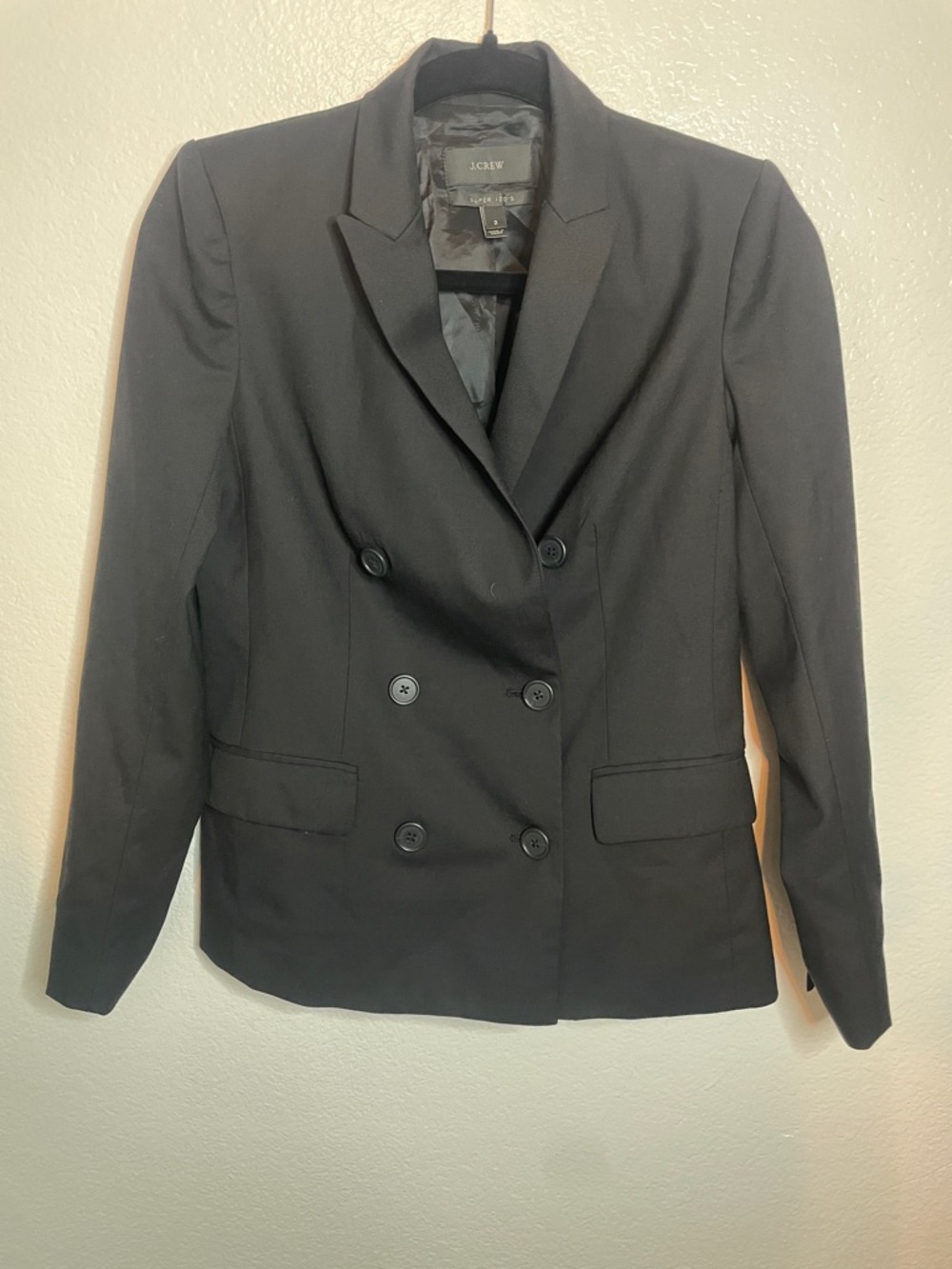 J.Crew Super 120s Black Double-Breasted Blazer 2